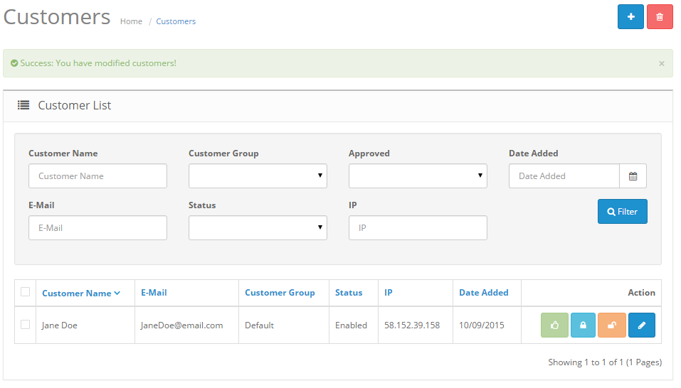 customer filter